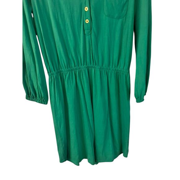 Lilly Pulitzer Beckett Shirt Dress Solid Kelly Green Henley 3/4 Sleeve Medium - Picture 3 of 8